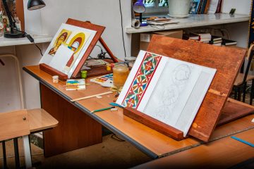 Процесс иконописи в Кодском монастыре. Фото 2022 г.